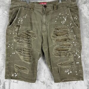 Jordan Craig Legacy Edition Olive Distressed Paint Splatter Shorts Mens Size 38